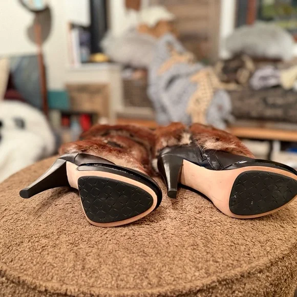 Faux Fur and Leather Women's Boots - Picture 7 of 12